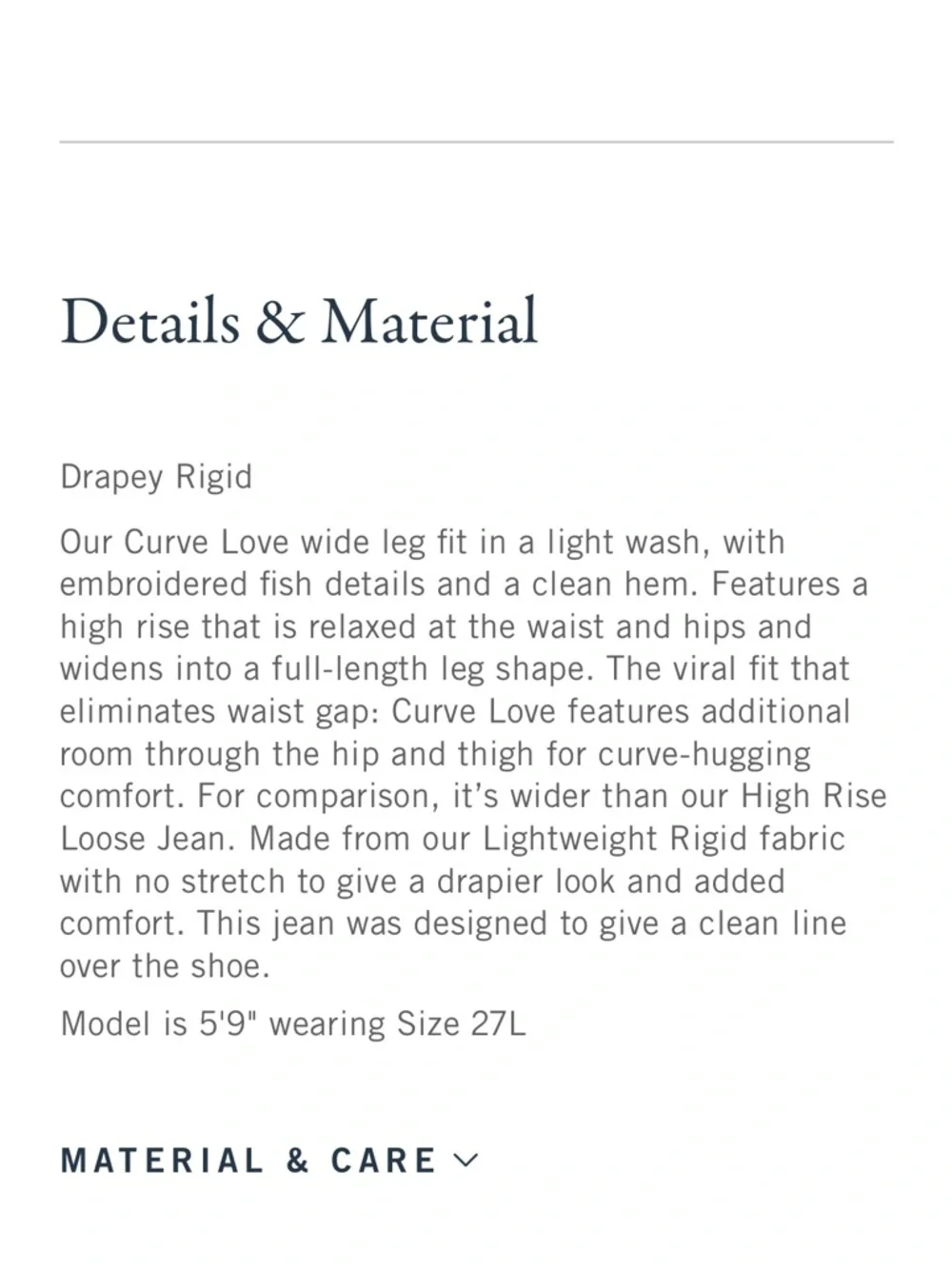 A&F Curve Love High Rise Wide Leg Fish Embroidery Jeans - Picture 11 of 13